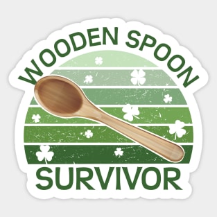 Wooden Spoon Survivor Funny St Paddys day Design Sticker